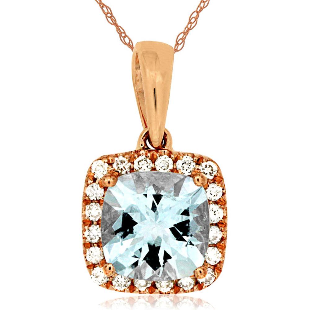 Royal 14K Rose Gold Aquamarine & Diamond Pendant - Serene Beauty