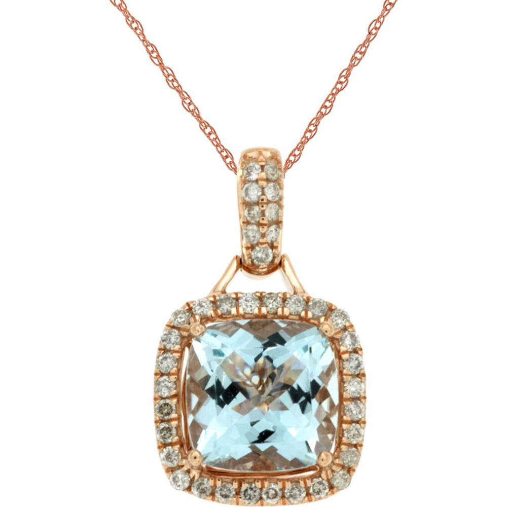 Royal 14K Rose Gold Aquamarine & Diamond Pendant - Serene Elegance