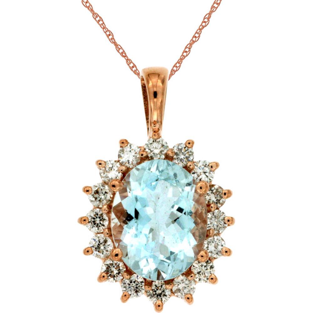 Royal 14K Rose Gold Aquamarine & Diamond Pendant - Serene Oasis