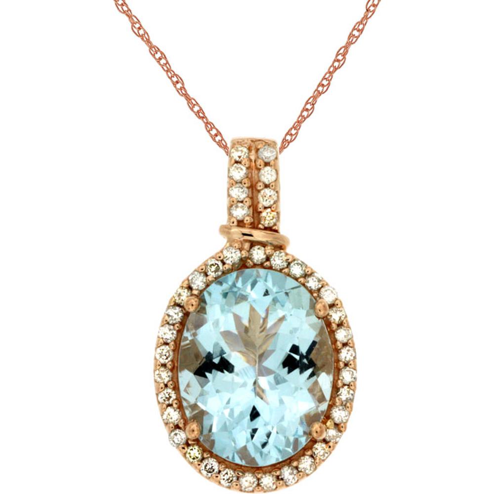Royal 14K Rose Gold Aquamarine & Diamond Pendant - Serene Ocean Elegance