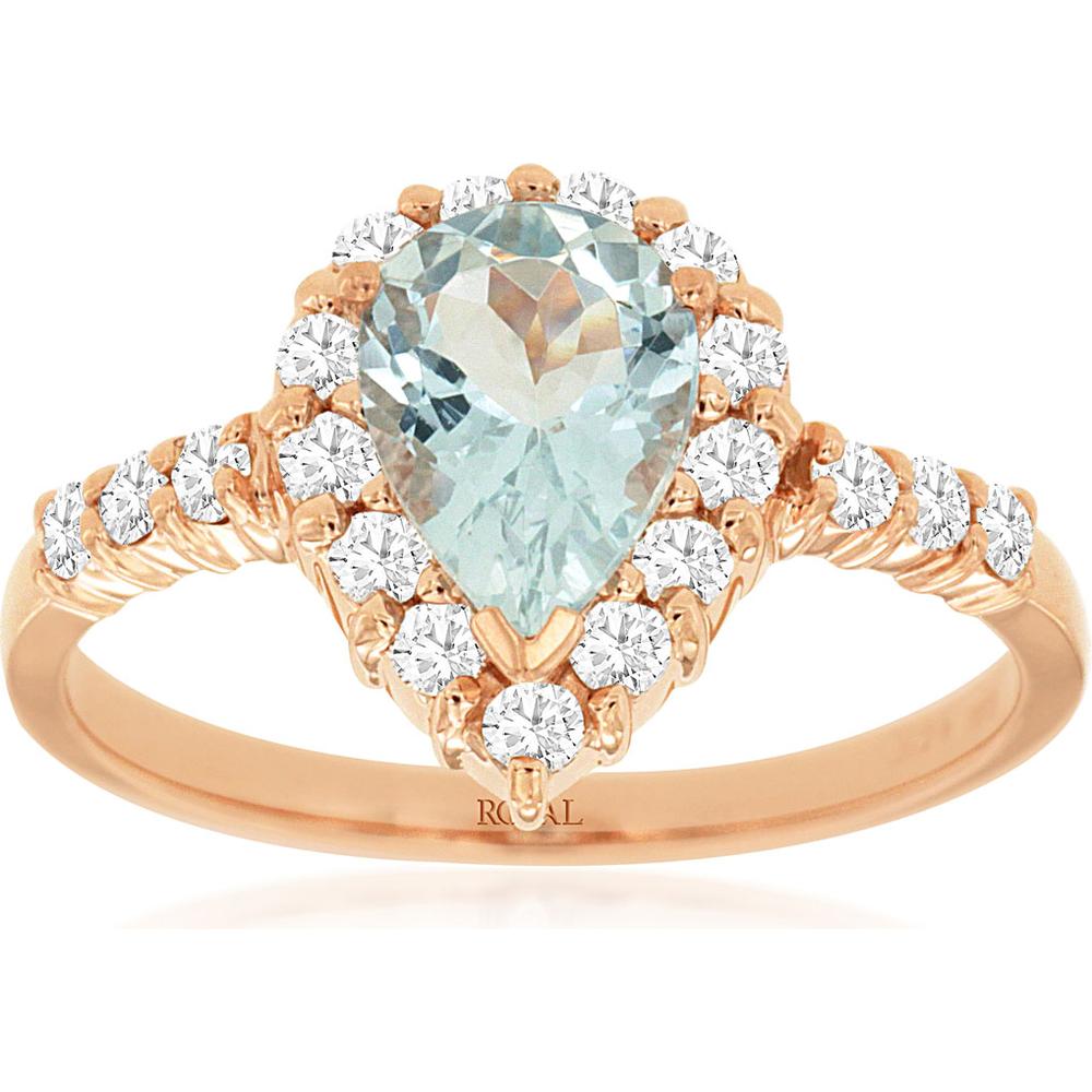 Royal 14K Rose Gold Aquamarine & Diamond Ring - Celestial Harmony