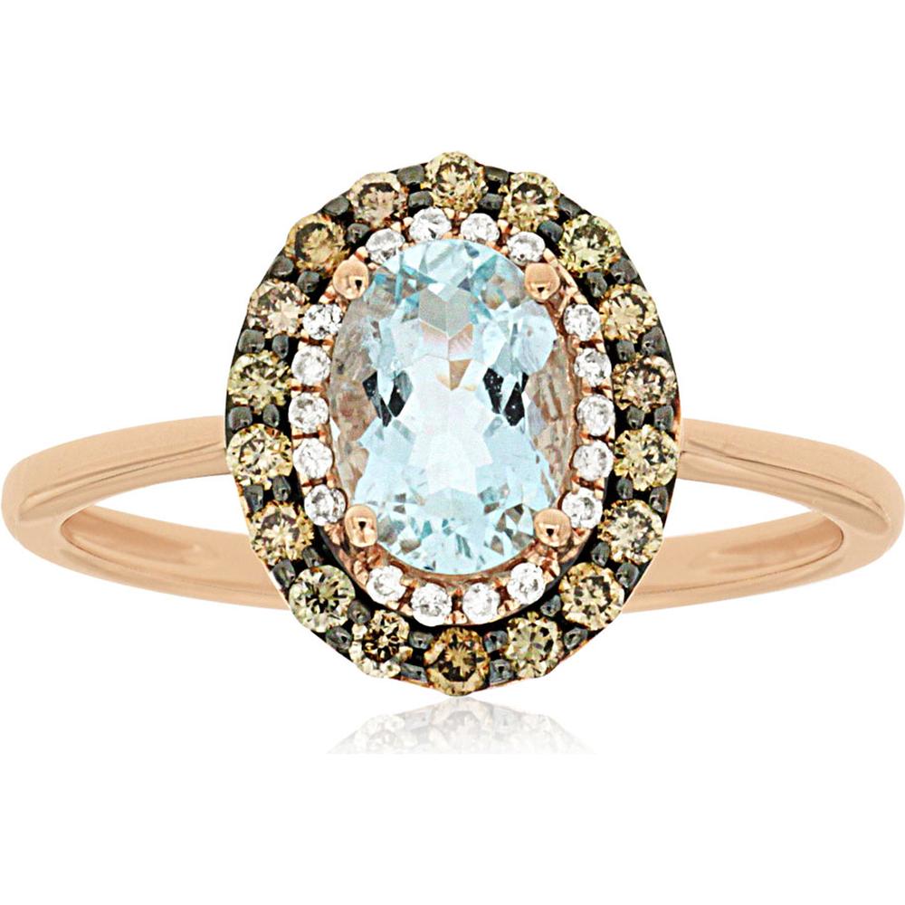 Royal 14K Rose Gold Aquamarine & Diamond Ring - Serene Elegance in Every Detail