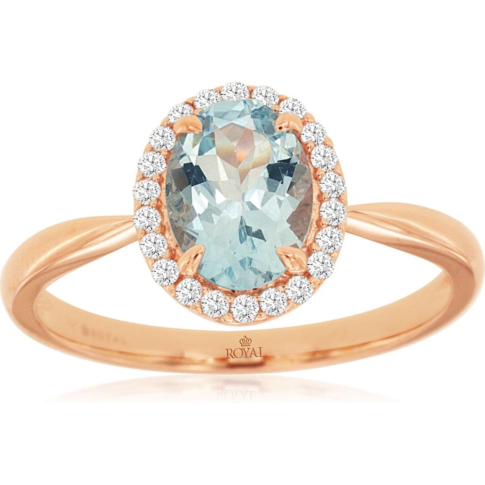 Royal 14K Rose Gold Aquamarine and Diamond Ring - Serene Elegance