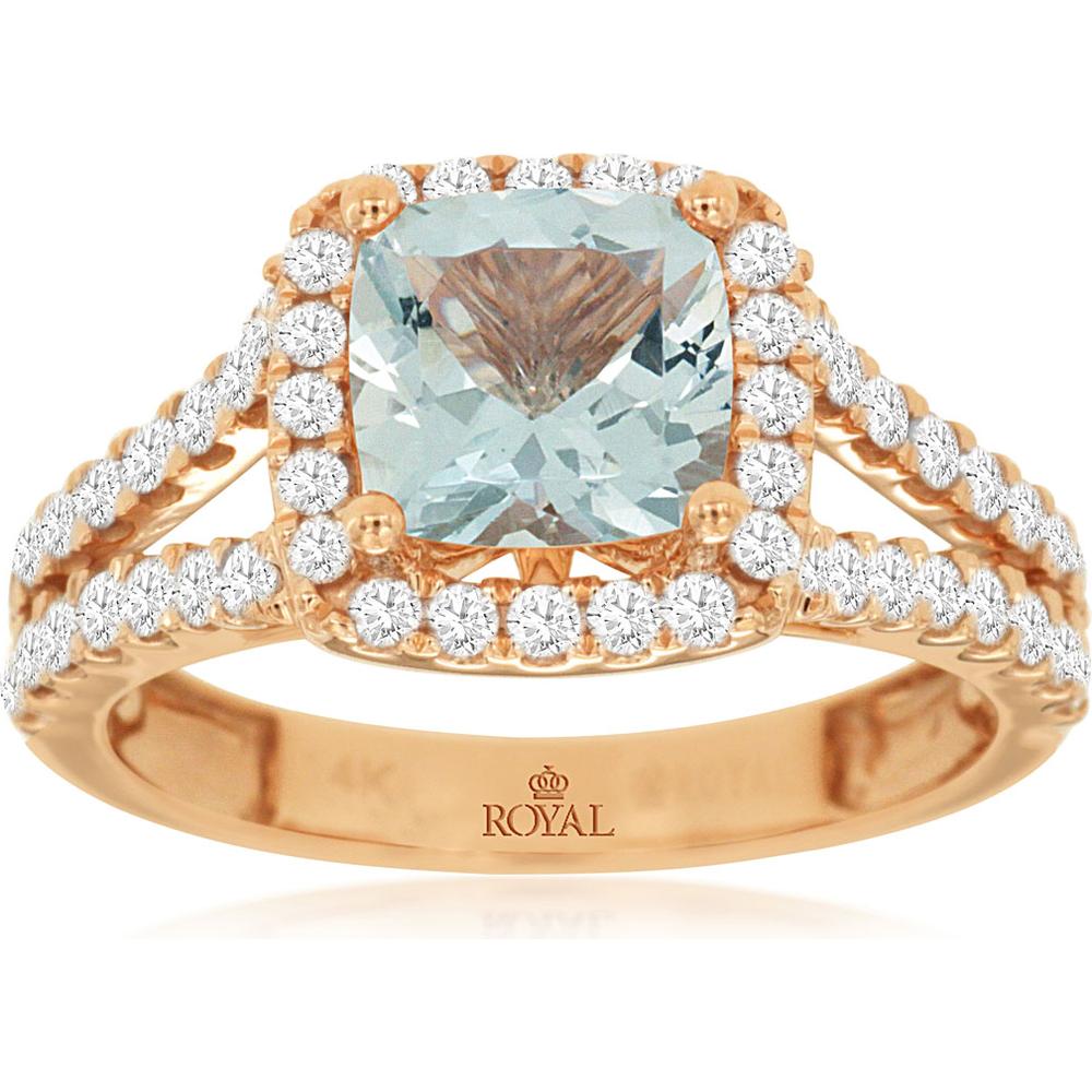 Royal 14K Rose Gold Aquamarine & Diamond Ring - Serene Elegance