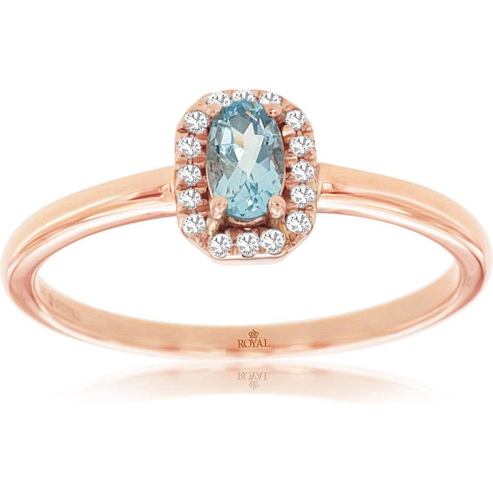 Royal 14K Rose Gold Aquamarine & Diamond Ring - Serene Elegance