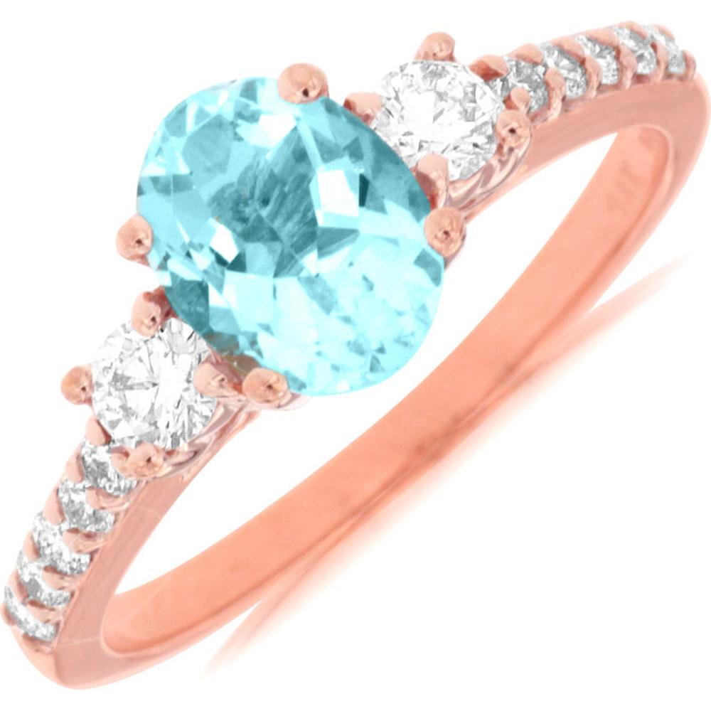 Royal 14K Rose Gold Aquamarine & Diamond Ring - Serene Ocean Elegance