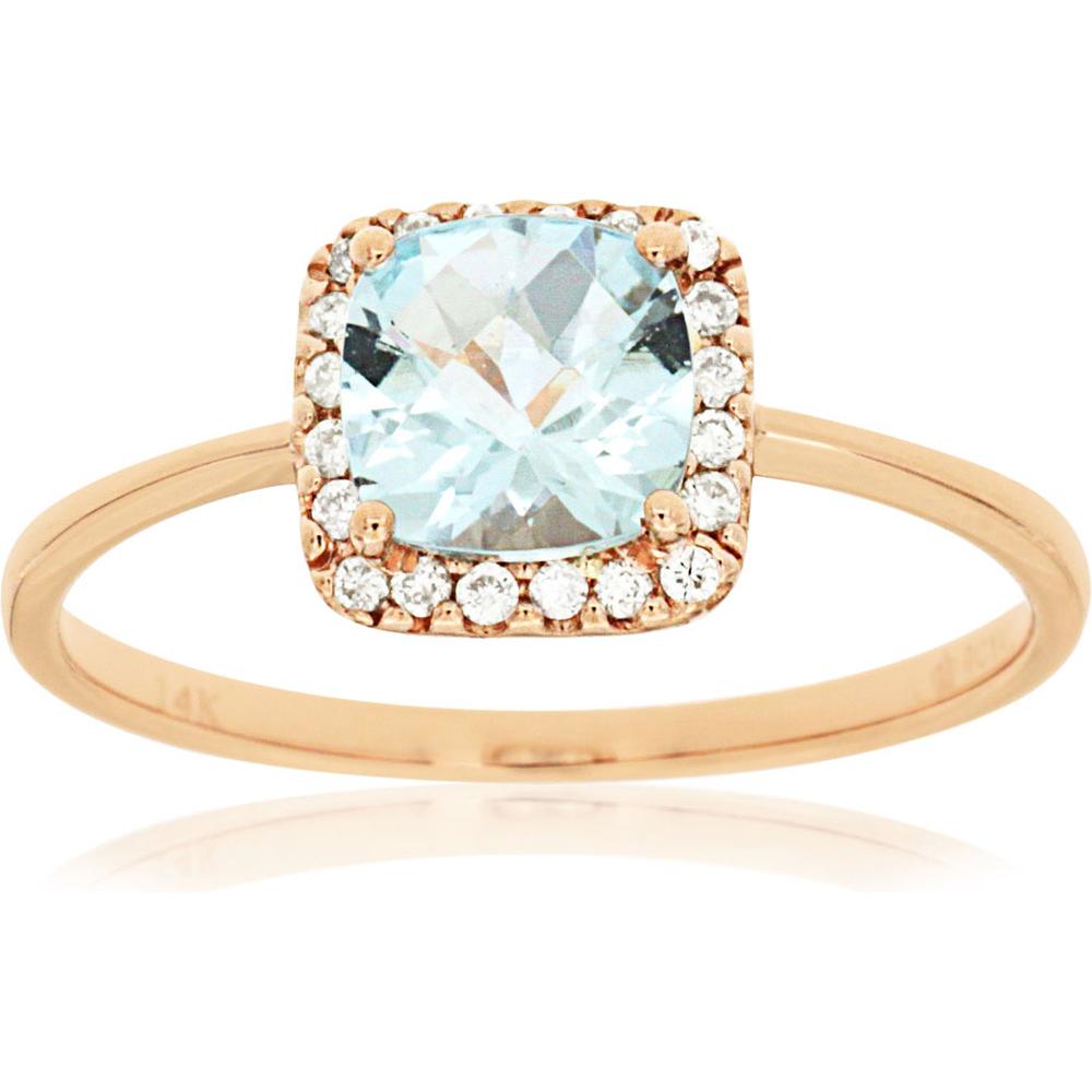 Royal 14K Rose Gold Aquamarine & Diamond Ring - Timeless Elegance