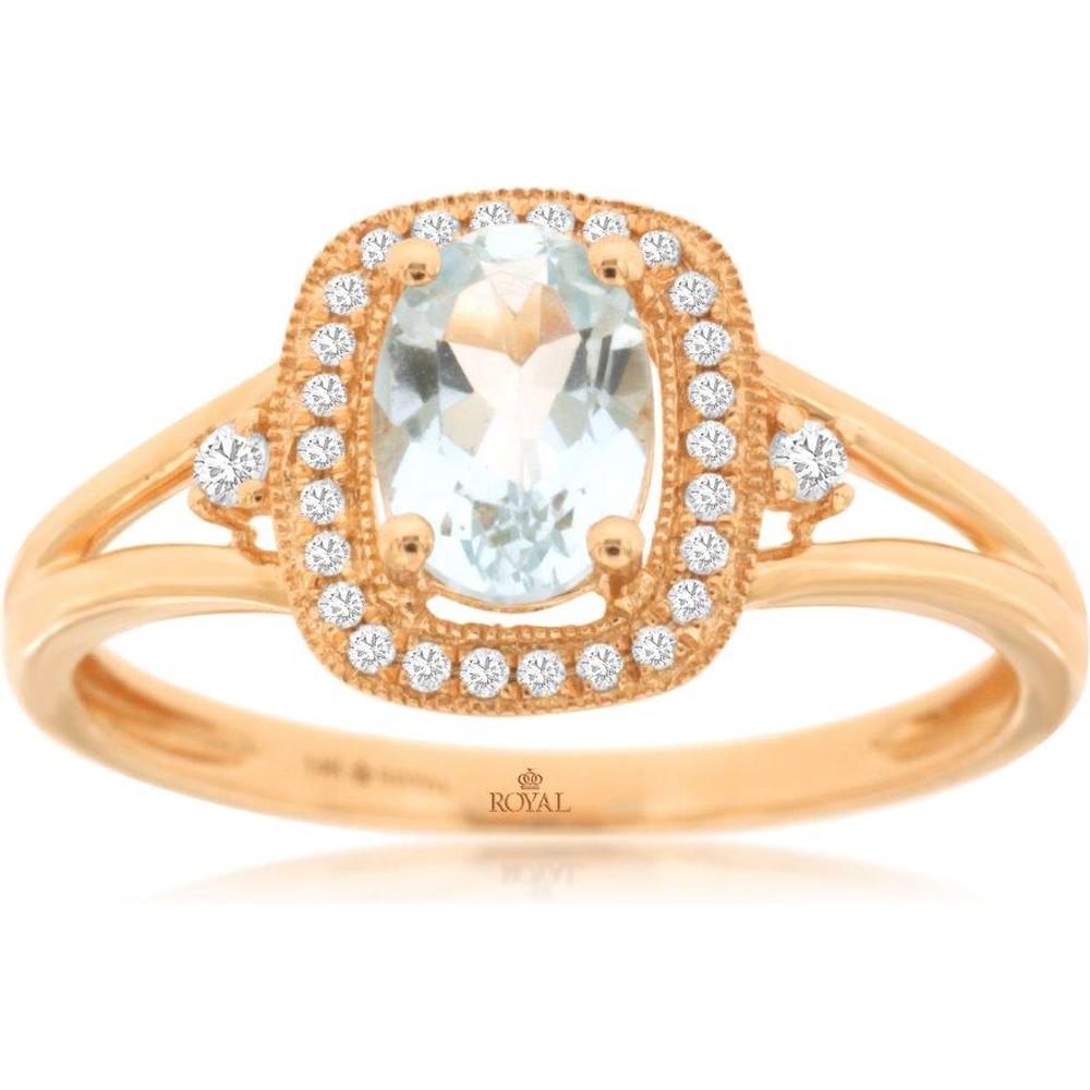 Royal 14K Rose Gold Aquamarine & Diamond Ring - Timeless Elegance