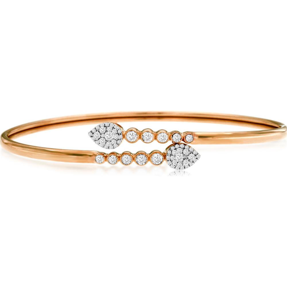 Royal 14K Rose Gold Bangle with Round Diamonds - 0.77 Carat Total Diamond Weight