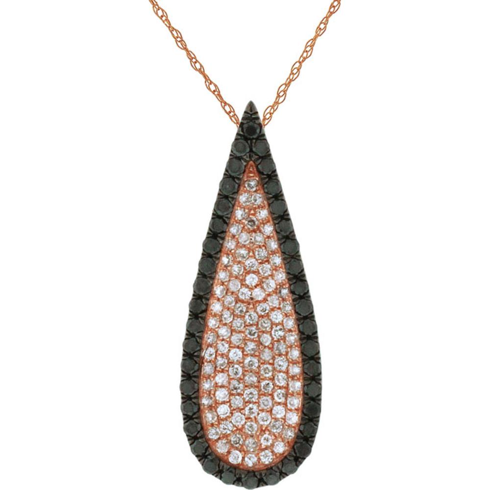 Royal 14K Rose Gold Black and White Diamond Pendant - 0.30 Carat Black Diamond, 0.35 Carat Total Diamond Weight