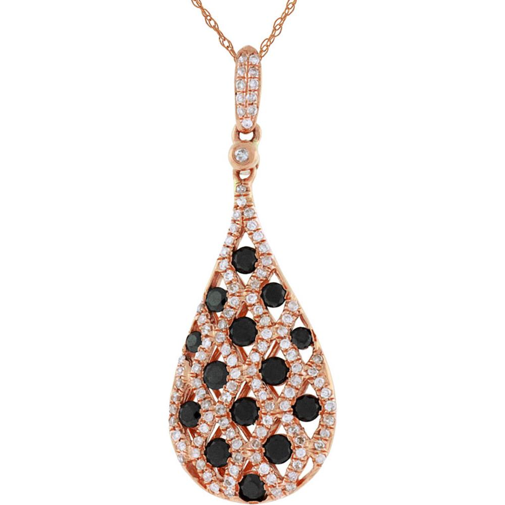 Royal 14K Rose Gold Black & White Diamond Pendant - Timeless Elegance