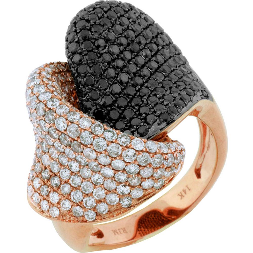 Royal 14K Rose Gold Black & White Diamond Ring - 1.95 Carat Total Diamond Weight
