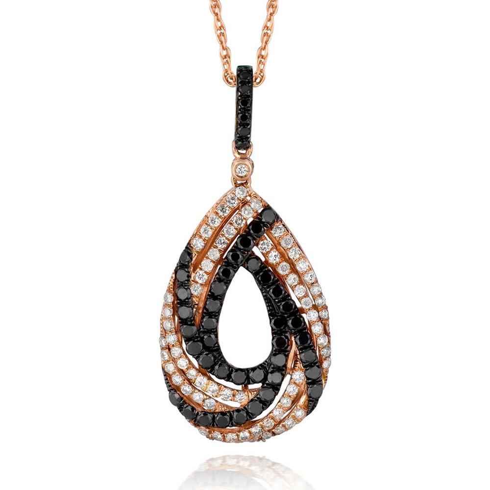 Royal 14K Rose Gold Black Diamond & Diamond Pendant - 1.40 Carat Total Gem Weight