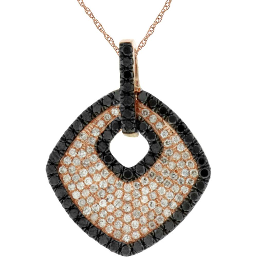 Royal 14K Rose Gold Black Diamond & Diamond Pendant - Exquisite Elegance