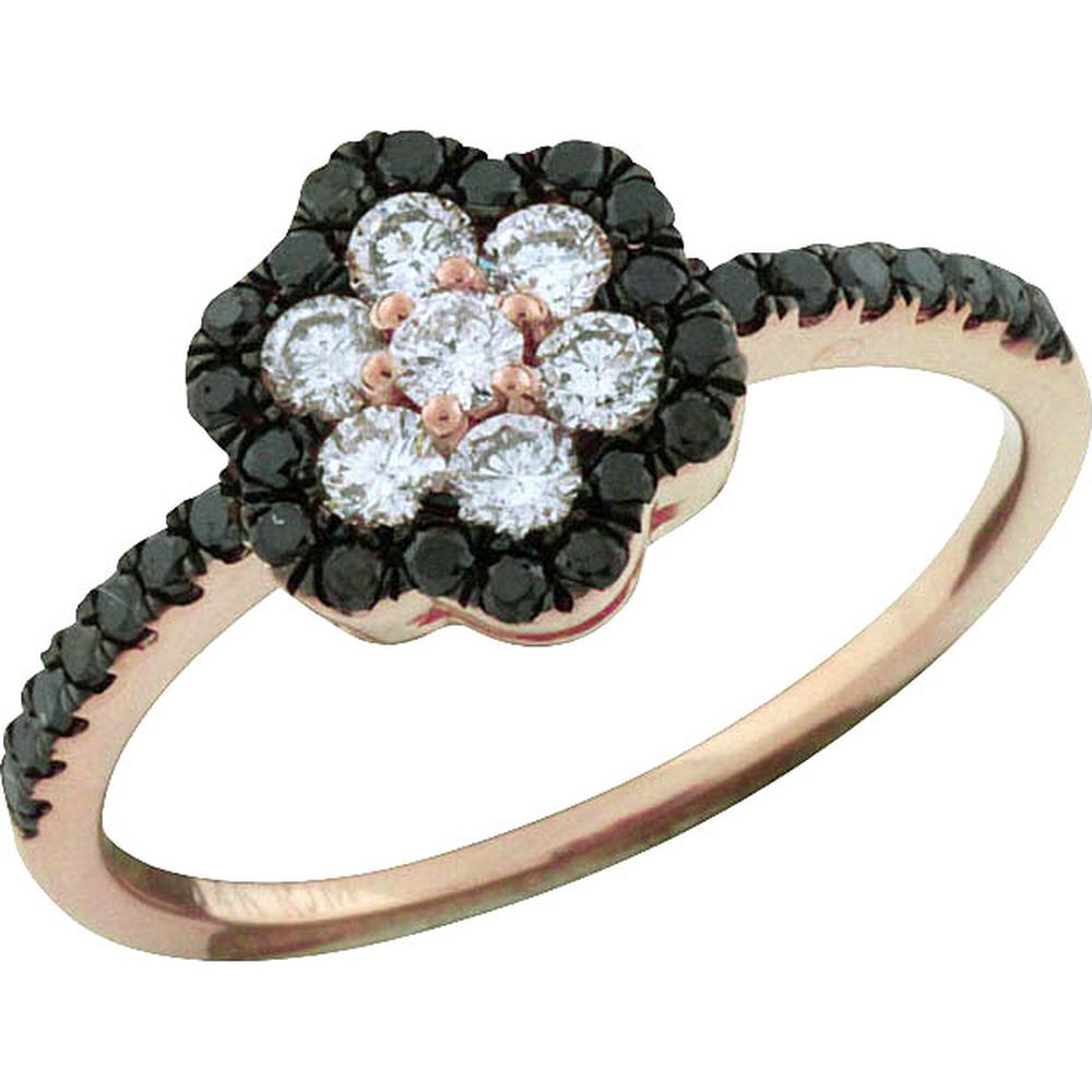 Royal 14K Rose Gold Black Diamond & Diamond Ring - 0.62 Carat Total Diamond Weight