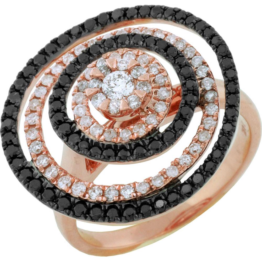 Royal 14K Rose Gold Black Diamond & Diamond Ring - Captivating Elegance