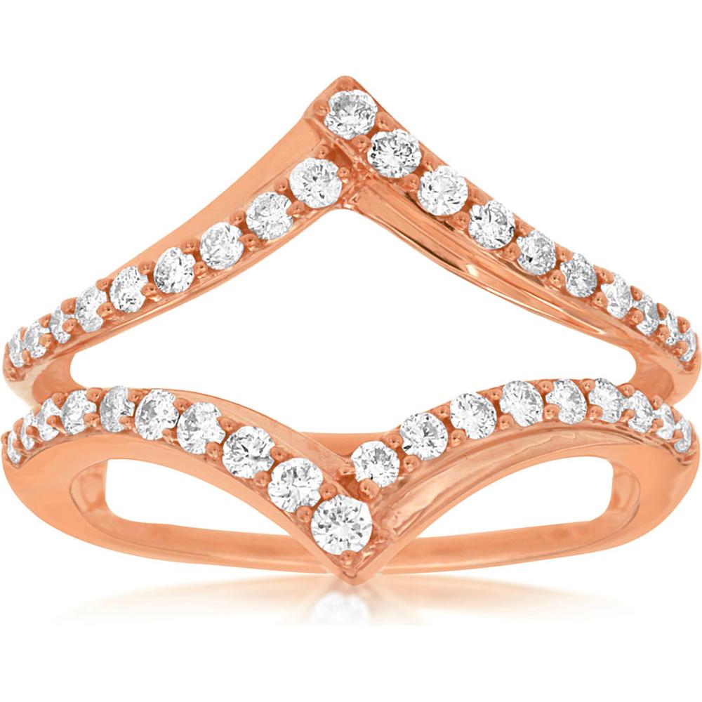 Royal 14K Rose Gold Chevron Insert Ring with Round Diamonds - 0.50 Carat Total Diamond Weight