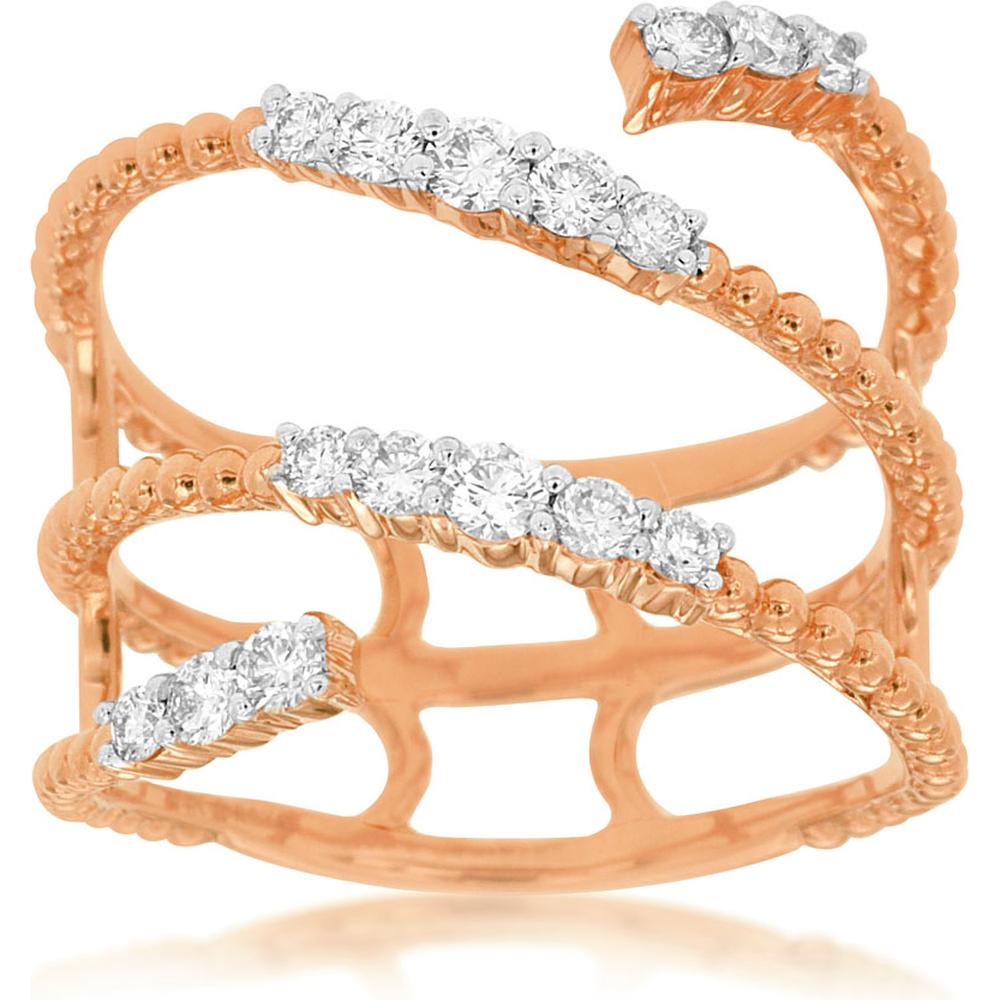 Royal 14K Rose Gold Contemporary Ladies' Ring with Milgrain Detail and 0.45 Carat Diamonds