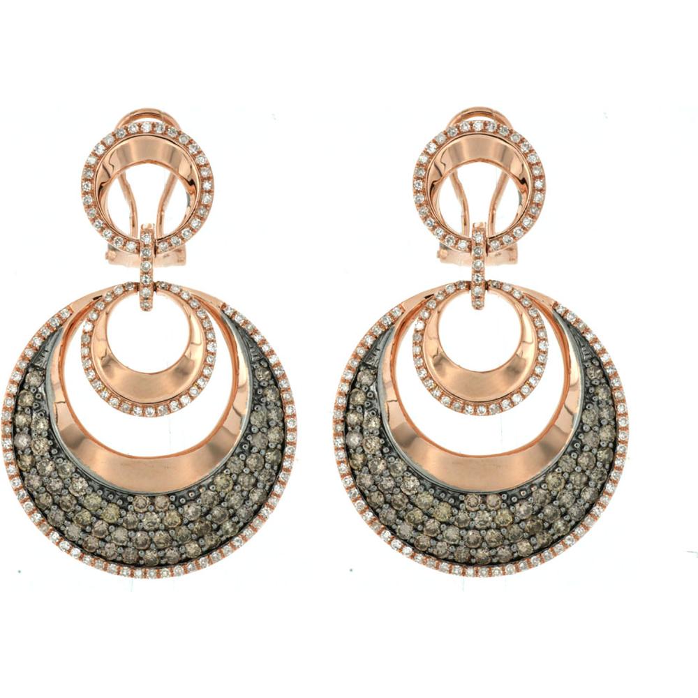 Royal 14K Rose Gold Contrast Diamond & Mocha Diamond Earrings - 3.95 Carat Total Diamond Weight