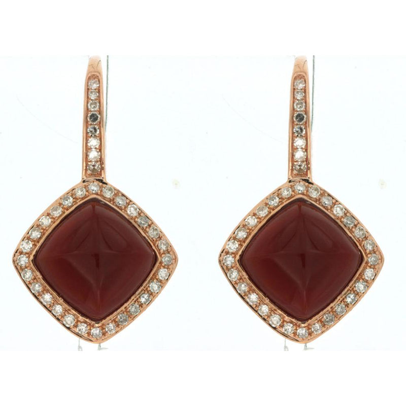 Royal 14K Rose Gold Cushion-Cut Diamond & Agate Earrings - 0.45 Carat Total Diamond Weight