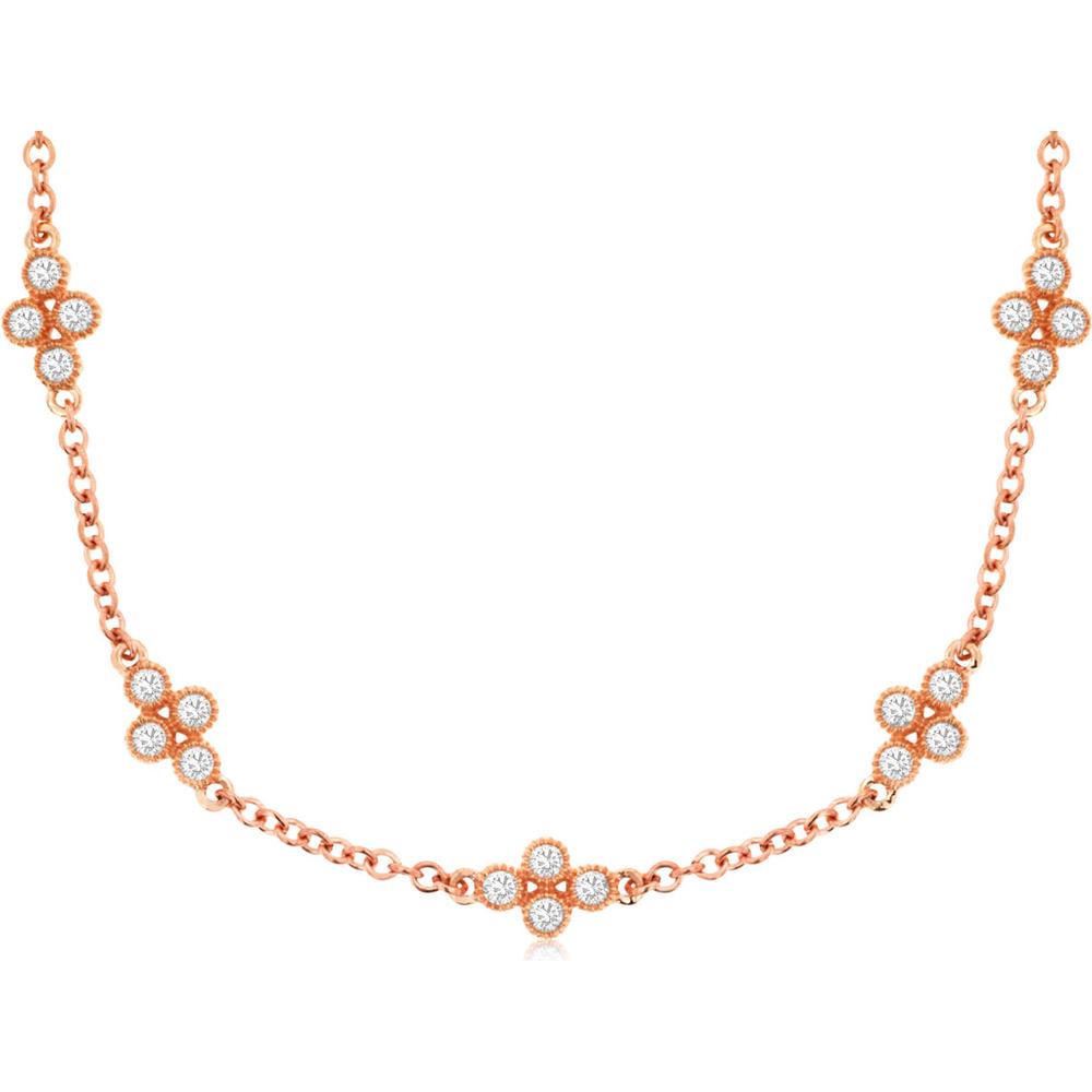 Royal 14K Rose Gold Diamond 11-Station Necklace - 0.72 Carat Total Diamond Weight