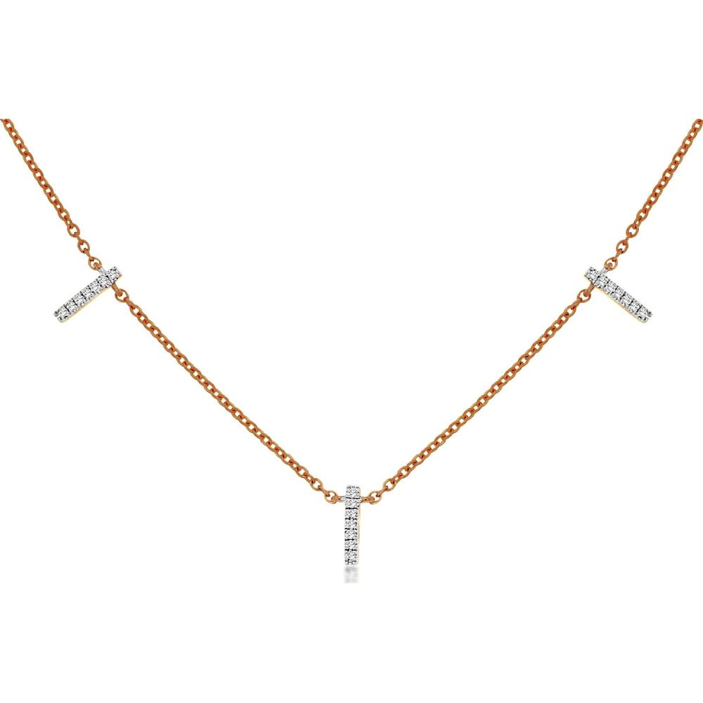 Royal 14K Rose Gold Diamond 7-Station Necklace - 0.16 Carat Total Diamond Weight