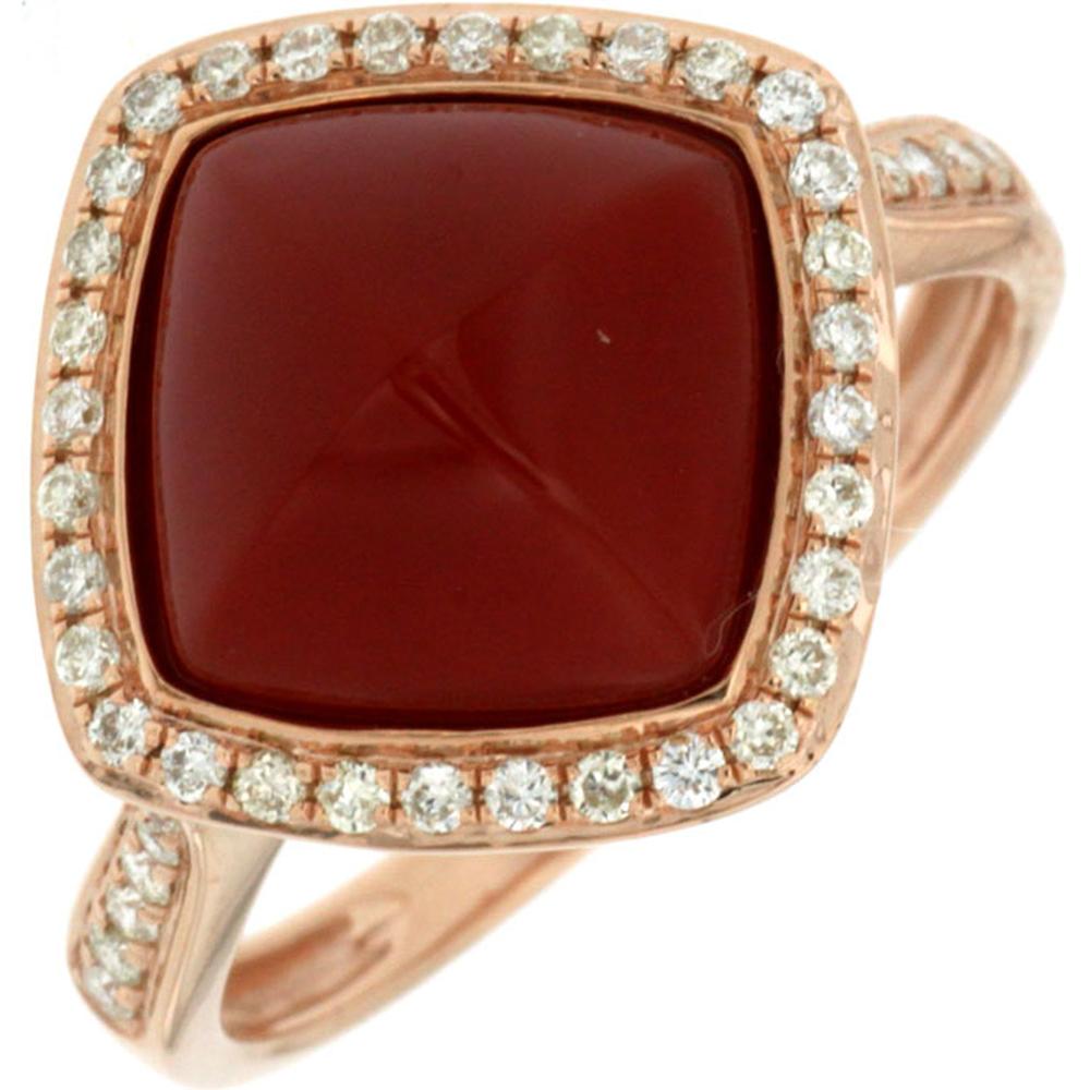 Royal 14K Rose Gold Diamond & Agate Ring - 0.28 Carat Total Diamond Weight