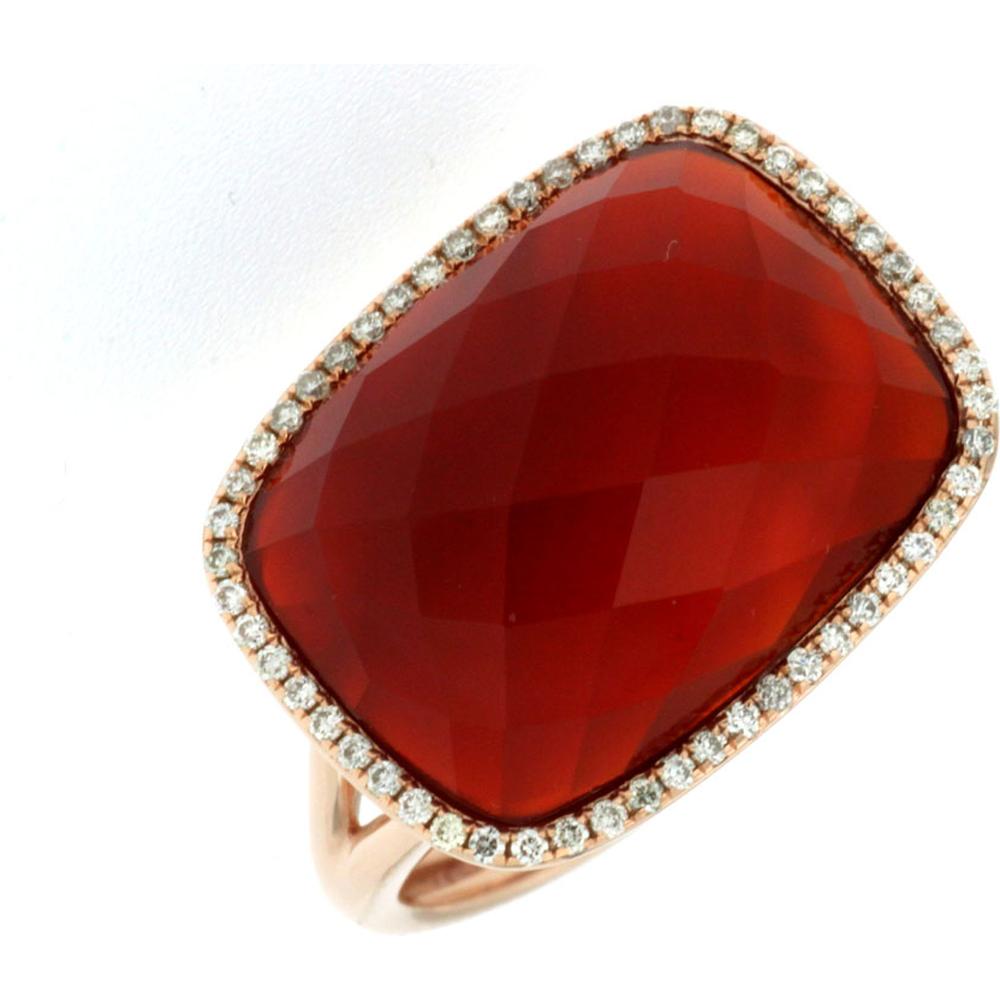 Royal 14K Rose Gold Diamond & Agate Ring - Exquisite Cushion Cut Design