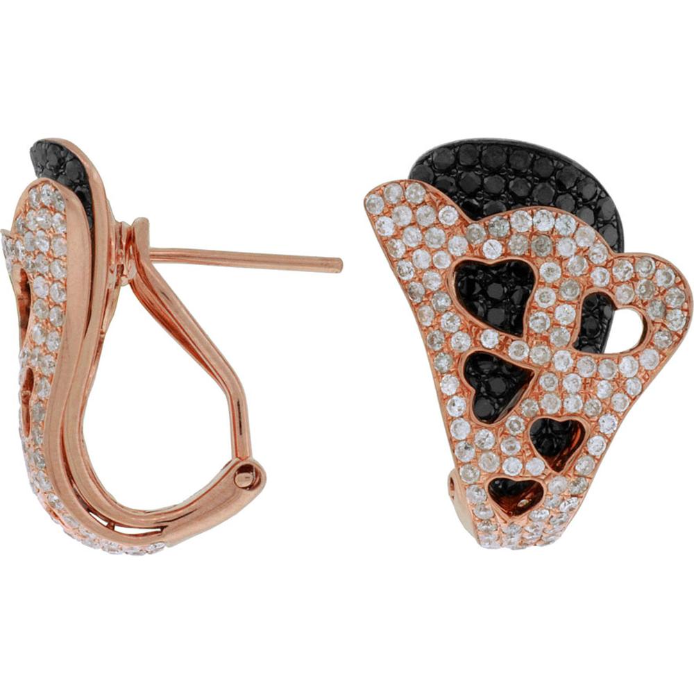 Royal 14K Rose Gold Diamond & Black Diamond Contemporary Earrings - 1.35 Carat & 1.65 Carat Total Carat Weight