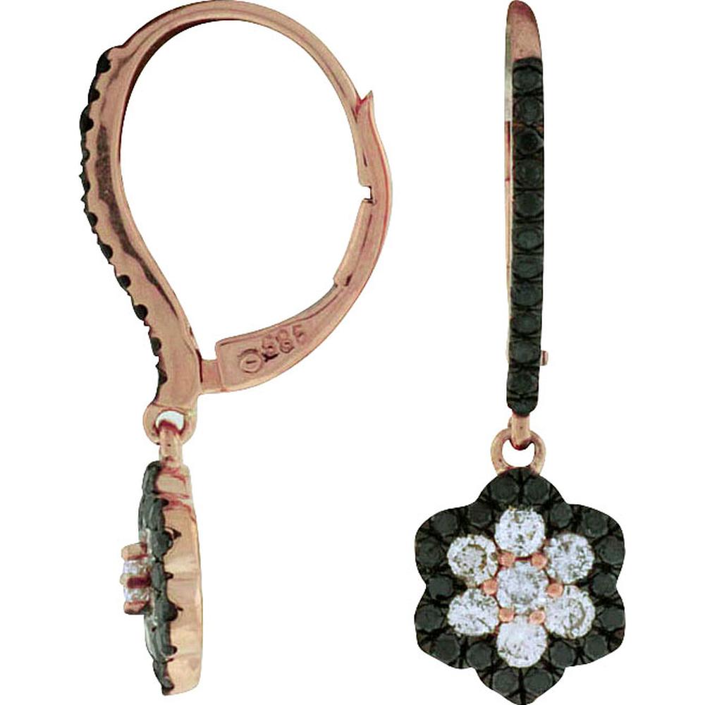 Royal 14K Rose Gold Diamond & Black Diamond Earrings - 0.50 Carat Total Diamond Weight