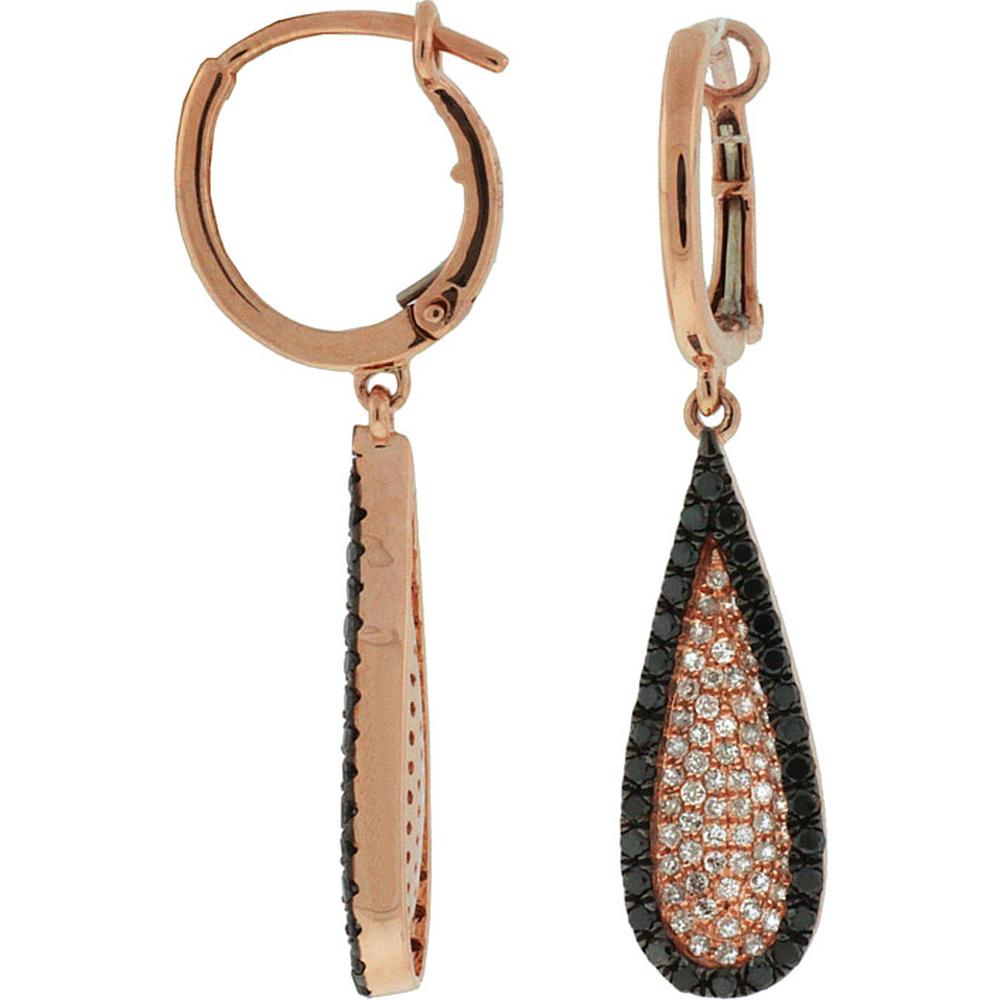 Royal 14K Rose Gold Diamond & Black Diamond Earrings - 0.86 Carat Total Diamond Weight