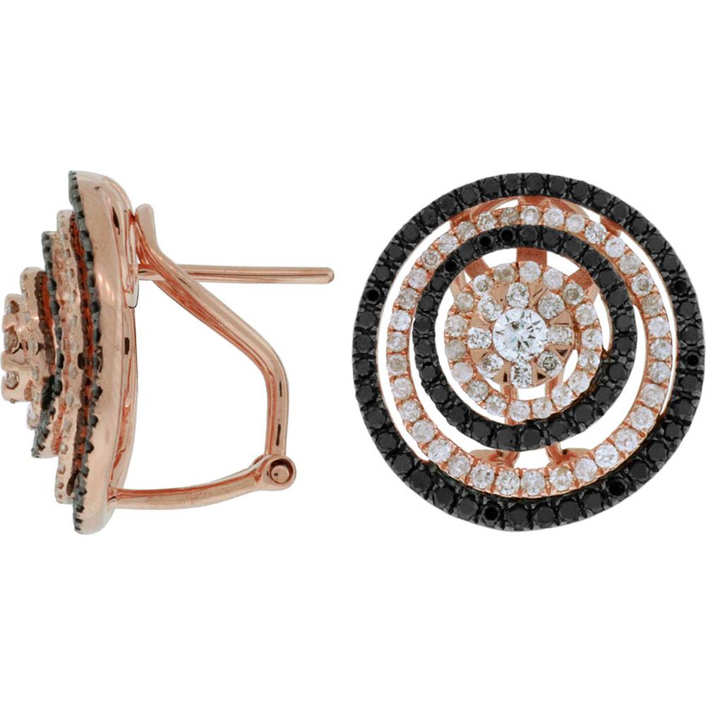 Royal 14K Rose Gold Diamond & Black Diamond Earrings - 1.00 Carat Total Diamond Weight