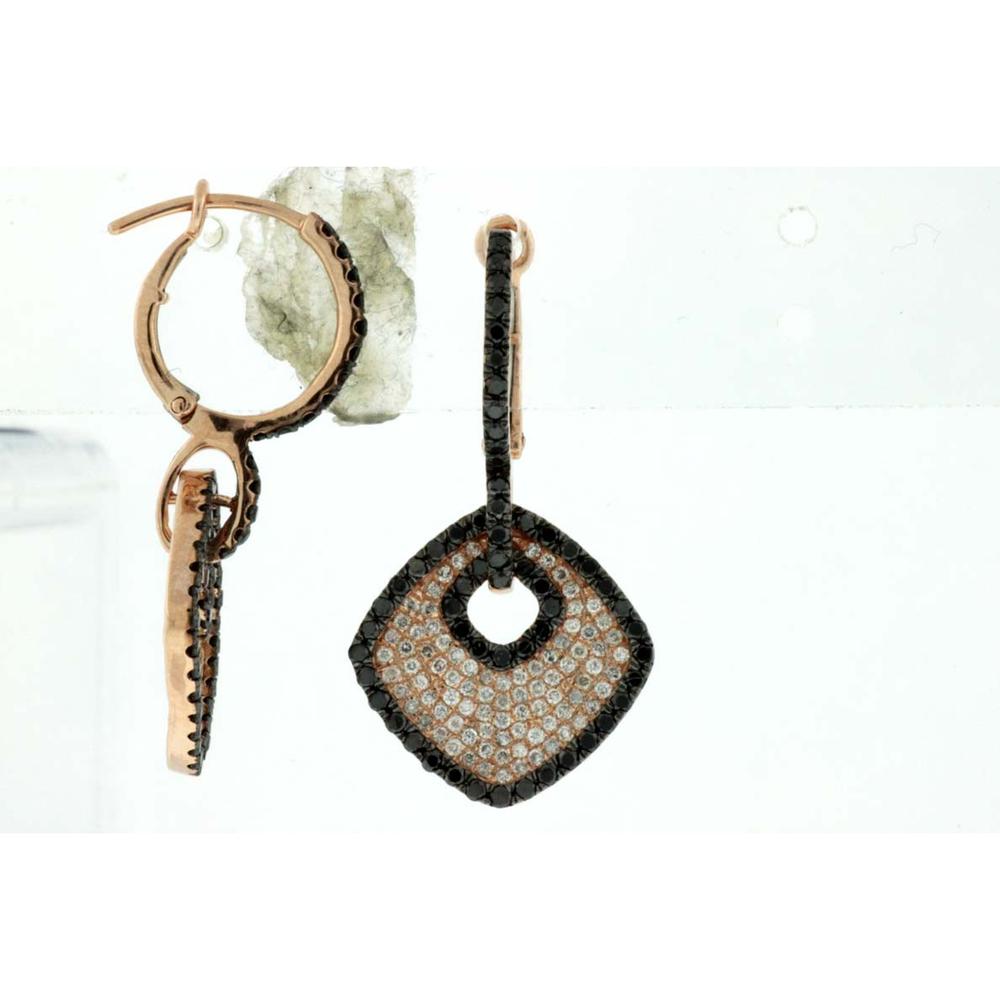 Royal 14K Rose Gold Diamond & Black Diamond Earrings - 1.45 Carat Total Diamond Weight
