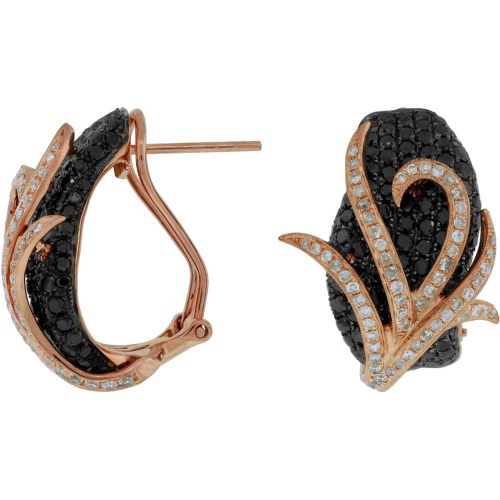 Royal 14K Rose Gold Diamond & Black Diamond Interplay Earrings - 4.55 Carat Total Diamond Weight
