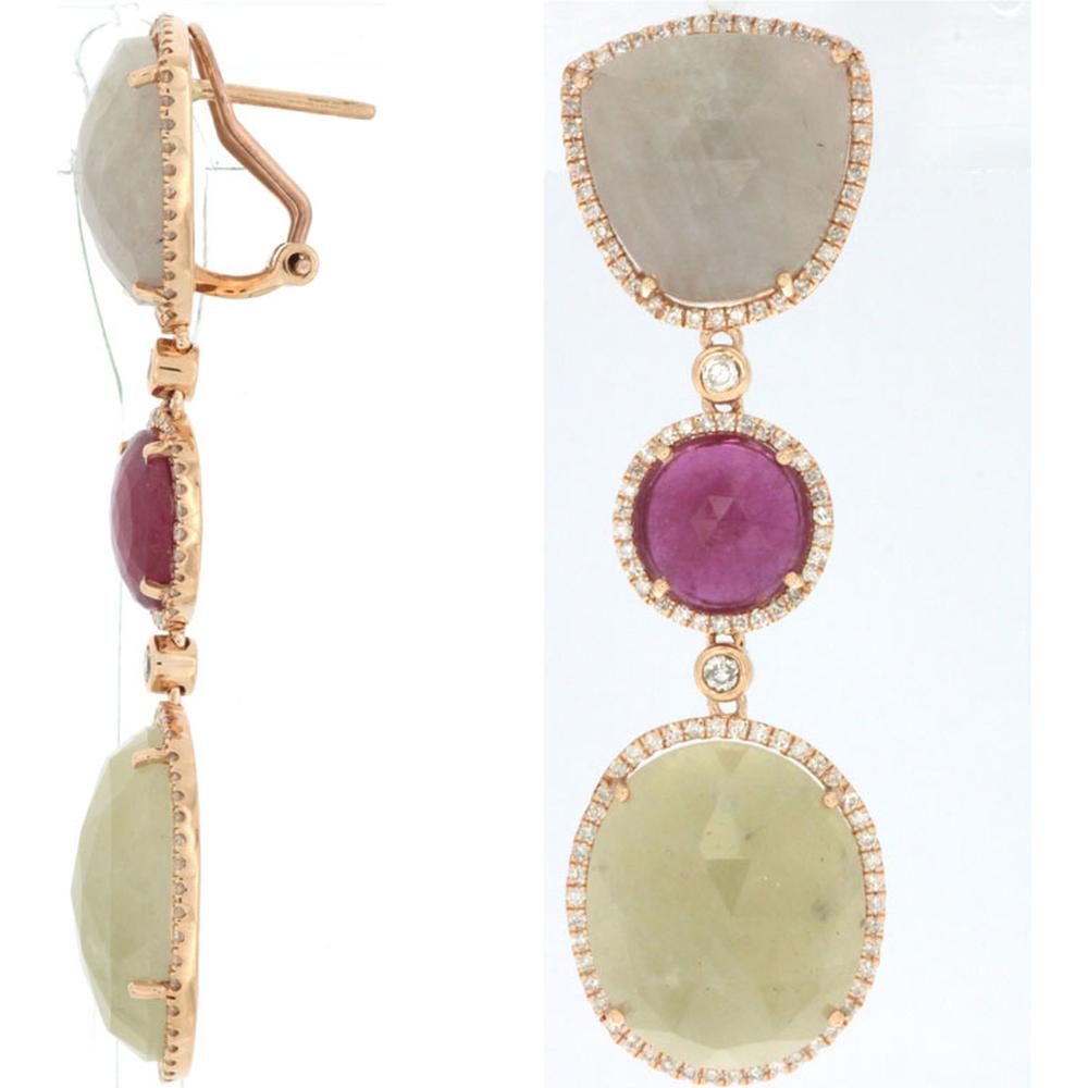 Royal 14K Rose Gold Diamond & Fancy Sapphire Earrings - Timeless Beauty in Every Sparkle