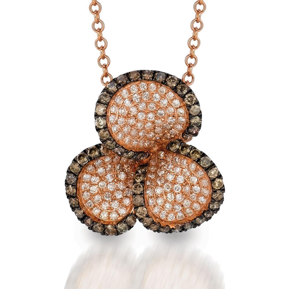 Royal 14K Rose Gold Diamond & Mocha Diamond Clover Pendant - 0.83 Carat Total Diamond Weight