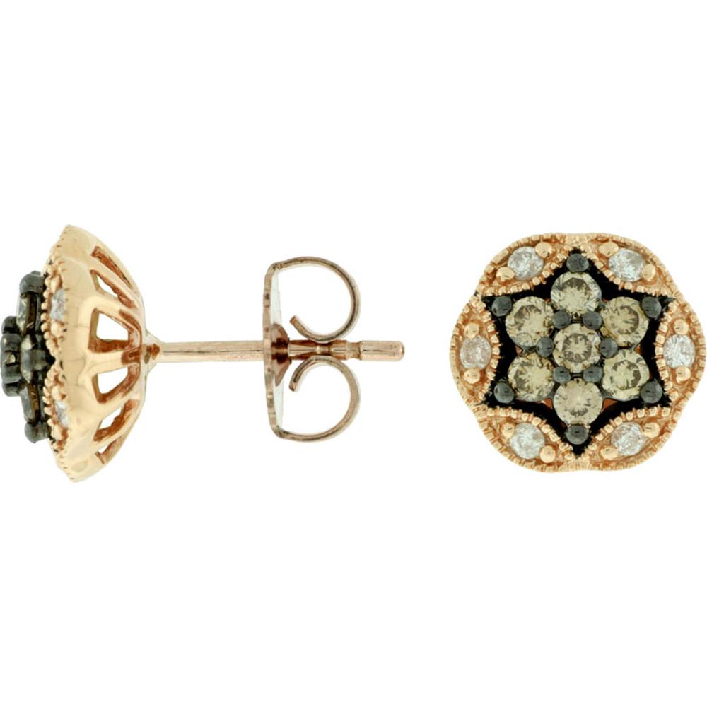 Royal 14K Rose Gold Diamond & Mocha Diamond Earrings - 0.16 Carat Total Diamond Weight