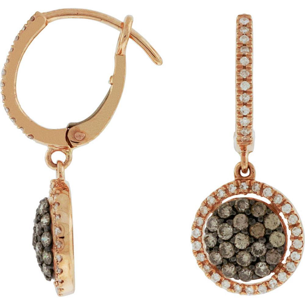 Royal 14K Rose Gold Diamond & Mocha Diamond Earrings - 0.30 Carat Diamond Weight, 0.54 Carat Total Mocha Diamond Weight