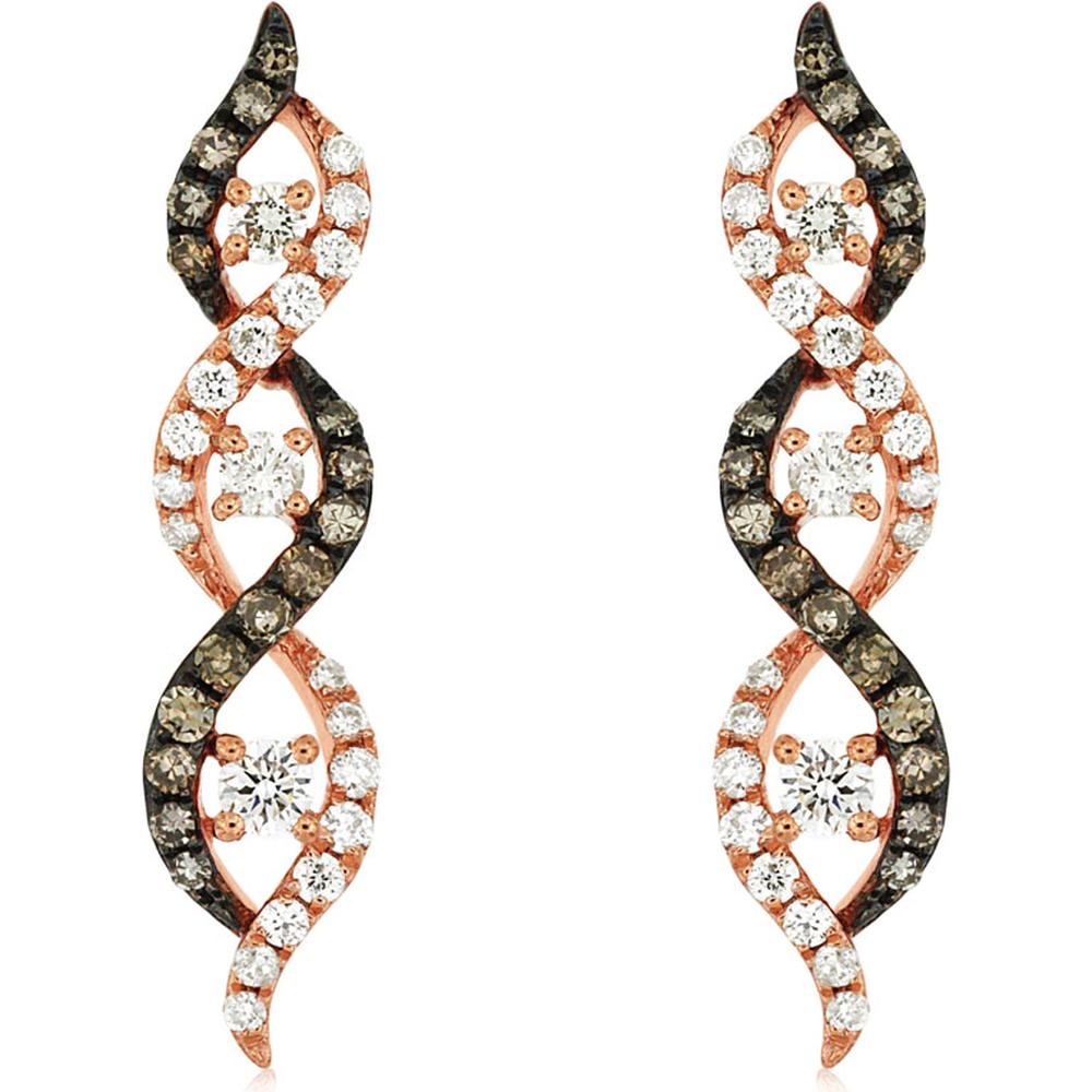 Royal 14K Rose Gold Diamond & Mocha Diamond Earrings - 0.46 Carat Total Diamond Weight