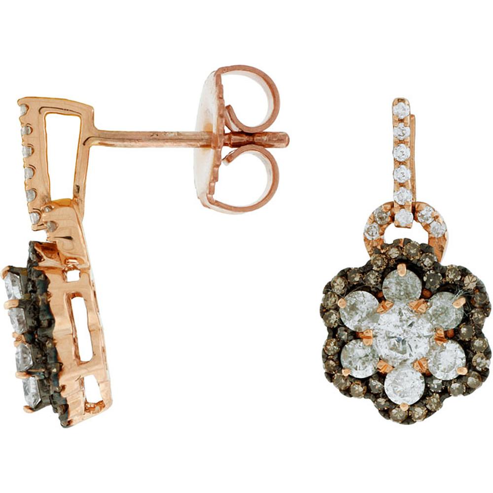 Royal 14K Rose Gold Diamond and Mocha Diamond Earrings - 0.48 Carat Diamond, 0.55 Carat Mocha Diamond