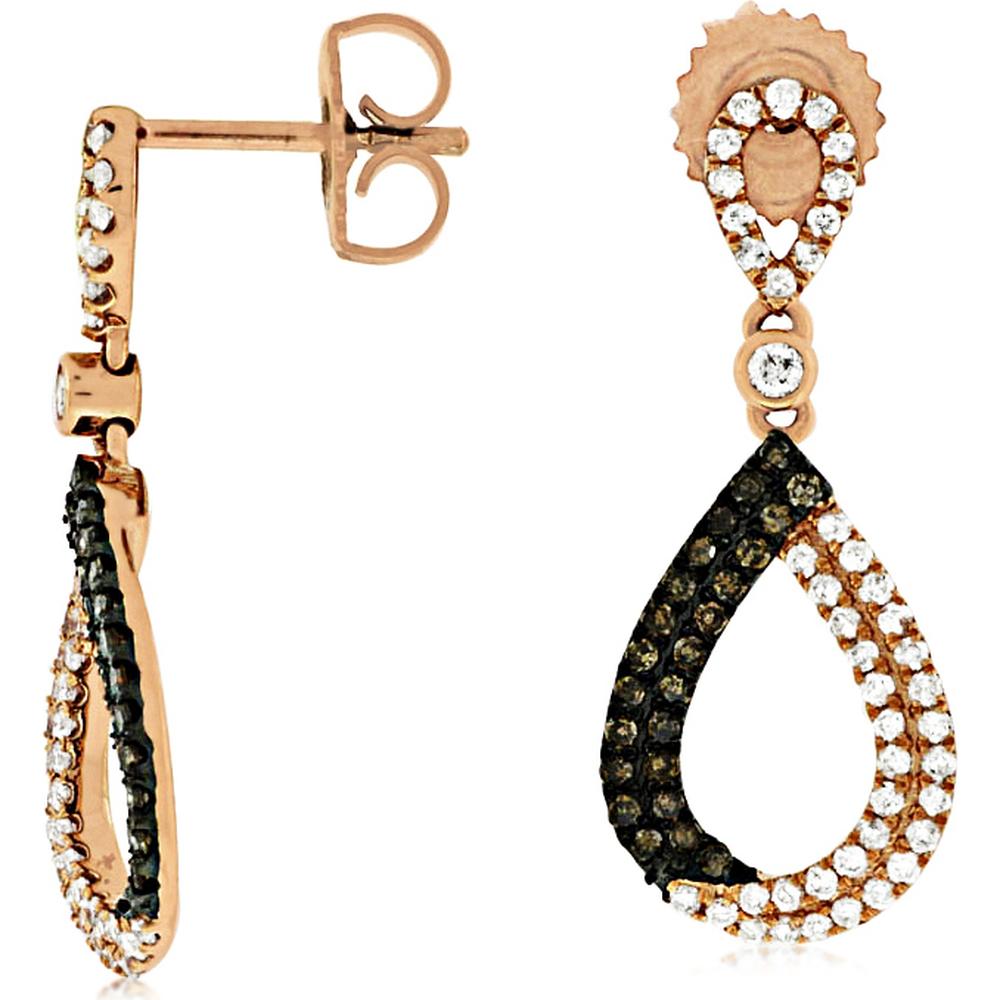 Royal 14K Rose Gold Diamond & Mocha Diamond Earrings - 0.52 Carat Total Diamond Weight