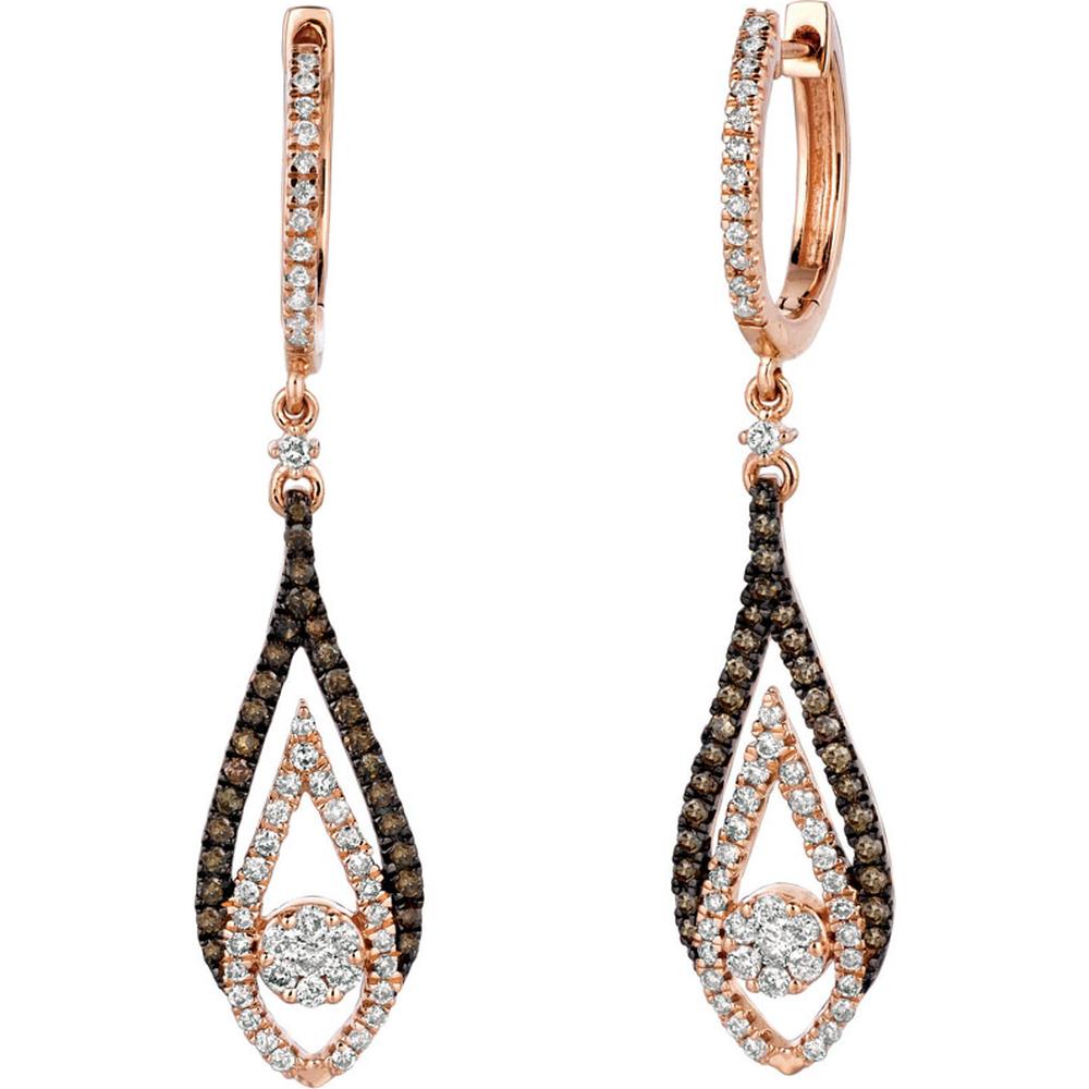 Royal 14K Rose Gold Diamond & Mocha Diamond Earrings - 0.78 Carat Total Diamond Weight