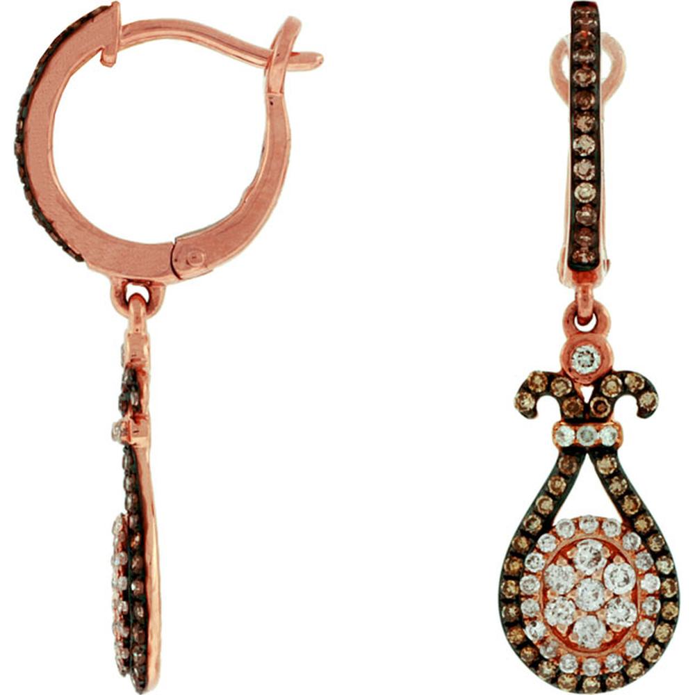 Royal 14K Rose Gold Diamond & Mocha Diamond Earrings - 0.81 Carat Total Diamond Weight