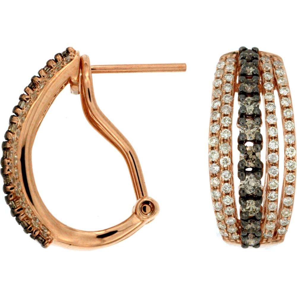 Royal 14K Rose Gold Diamond & Mocha Diamond Earrings - 1.00 Carat Total Diamond Weight