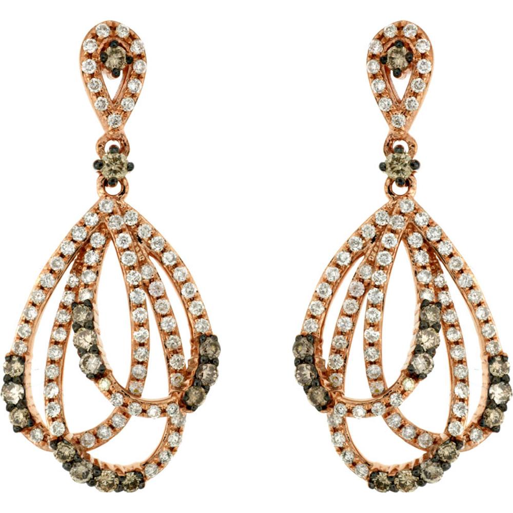Royal 14K Rose Gold Diamond & Mocha Diamond Earrings - 1.02 Carat Total Diamond Weight