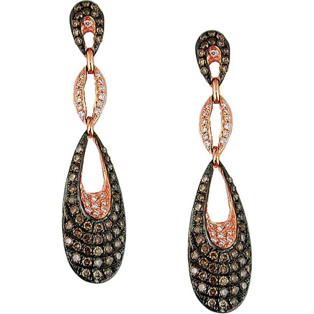 Royal 14K Rose Gold Diamond & Mocha Diamond Earrings - 1.04 Carat Total Diamond Weight