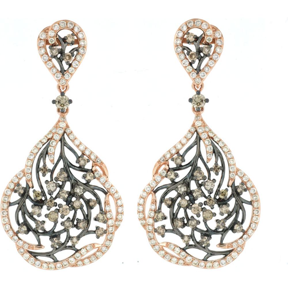 Royal 14K Rose Gold Diamond & Mocha Diamond Earrings - 1.15 Carat & 1.16 Carat Total Diamond Weight