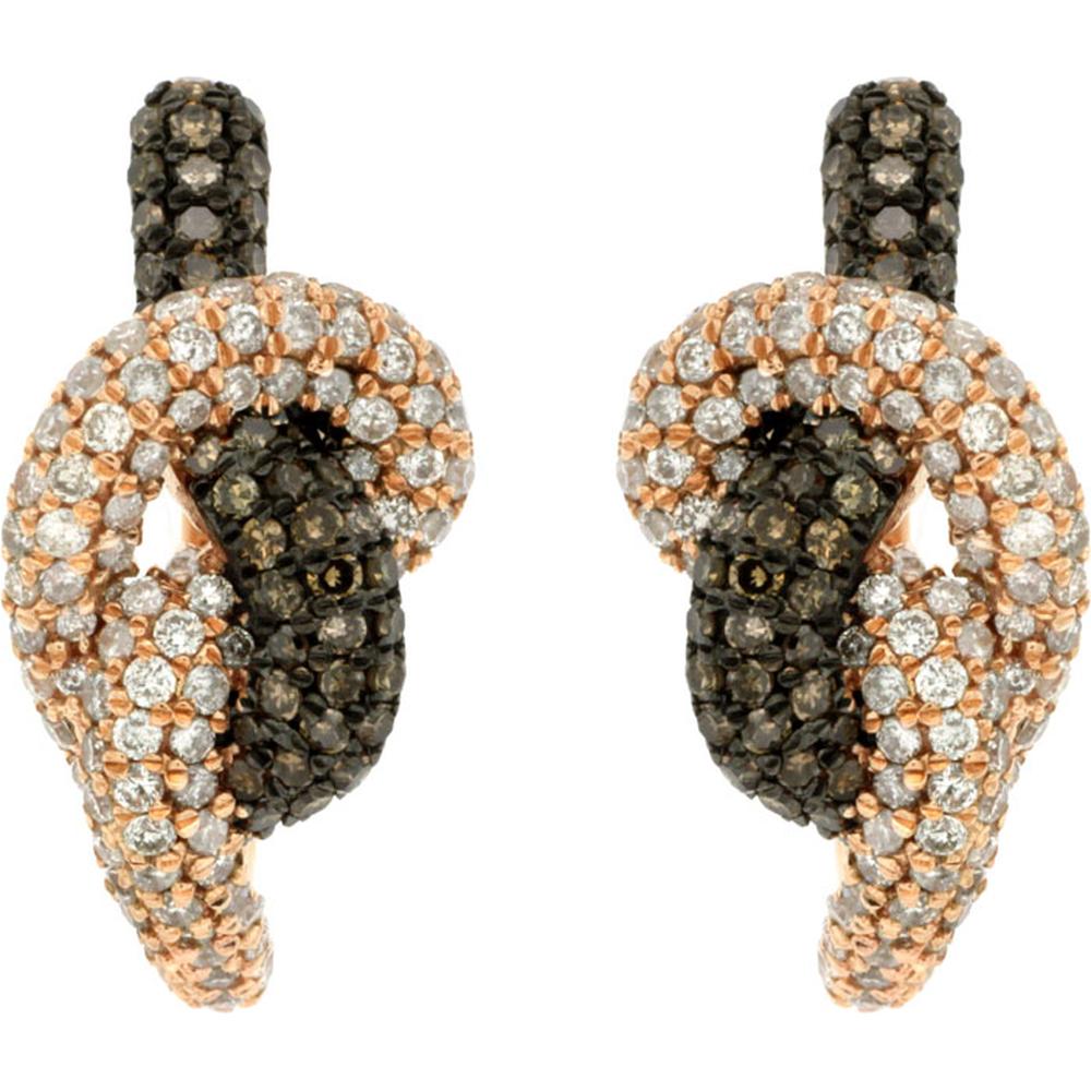 Royal 14K Rose Gold Diamond & Mocha Diamond Earrings - 1.42 Carat Total Diamond Weight