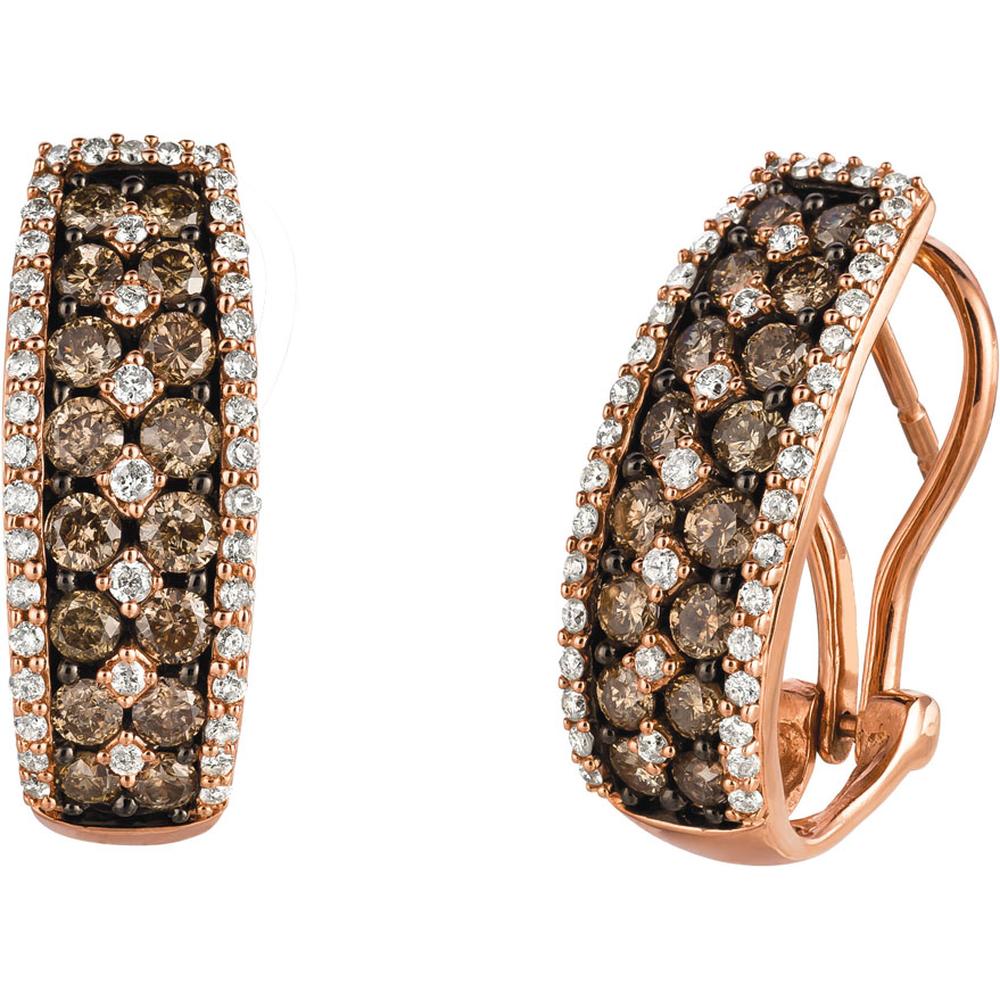 Royal 14K Rose Gold Diamond & Mocha Diamond Earrings - 1.95 Carat Total Diamond Weight