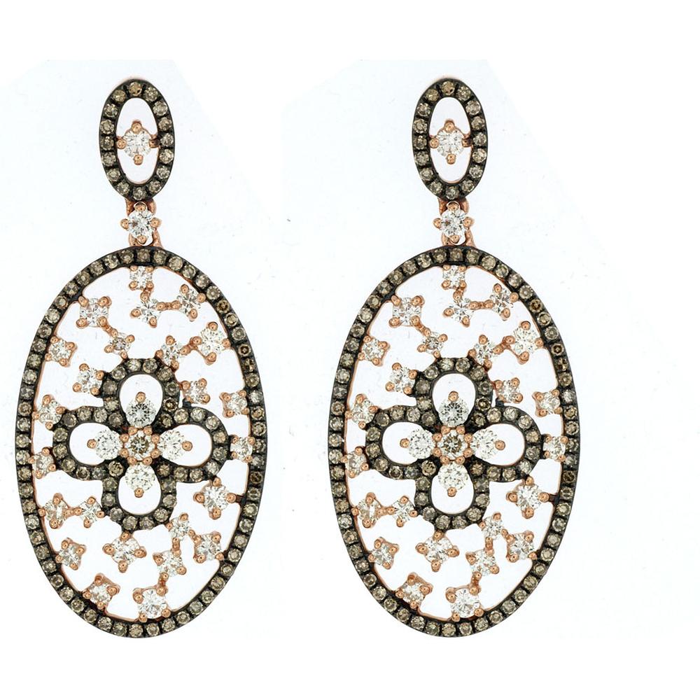 Royal 14K Rose Gold Diamond & Mocha Diamond Earrings - 1.97 Carat Total Diamond Weight